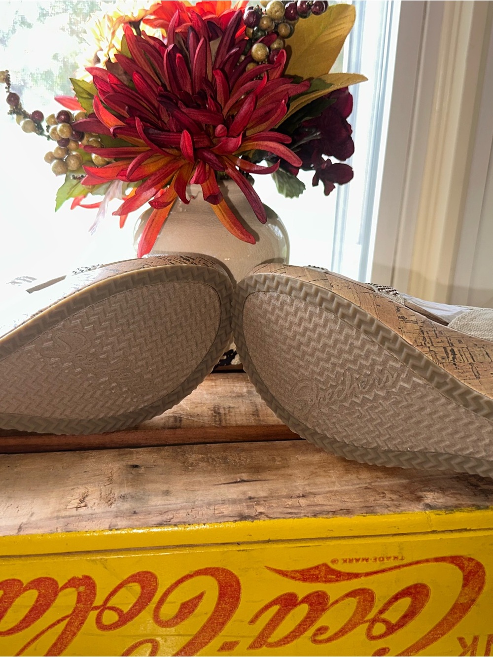 Skechers Beverlee Fancy Womens Wedge Sandals Size 10 Color Natural Lux Foam NIB - Picture 7 of 10